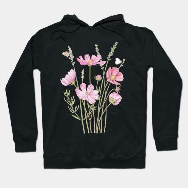 Cosmos and Lavender Hoodie by Katia Galante Art